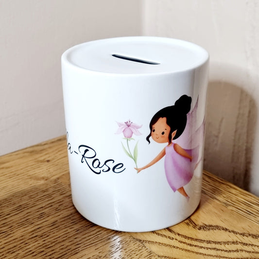 Fairy Ceramic Money box - Children's piggy bank - Personalised money box