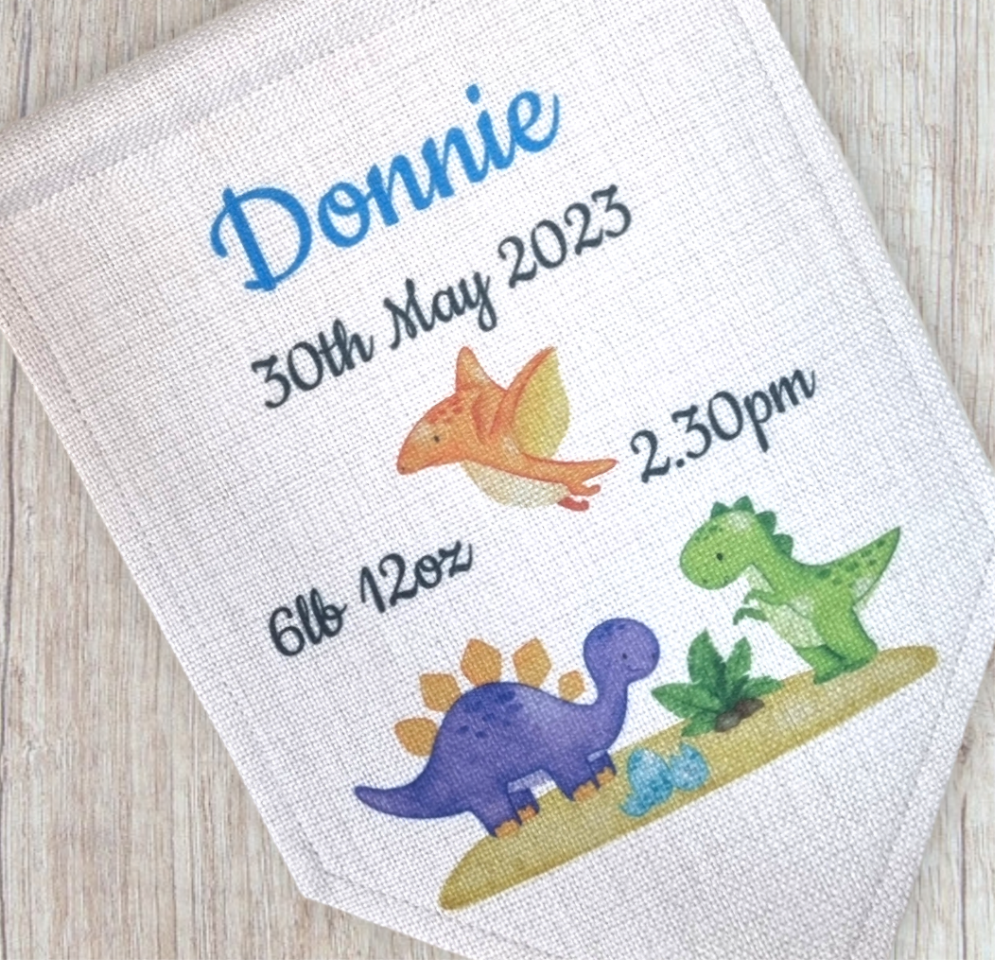 New Baby Hanging Pennant Flag - Birth Announcement Gift - Birth Detail Pennant - Personalised New Baby Gift